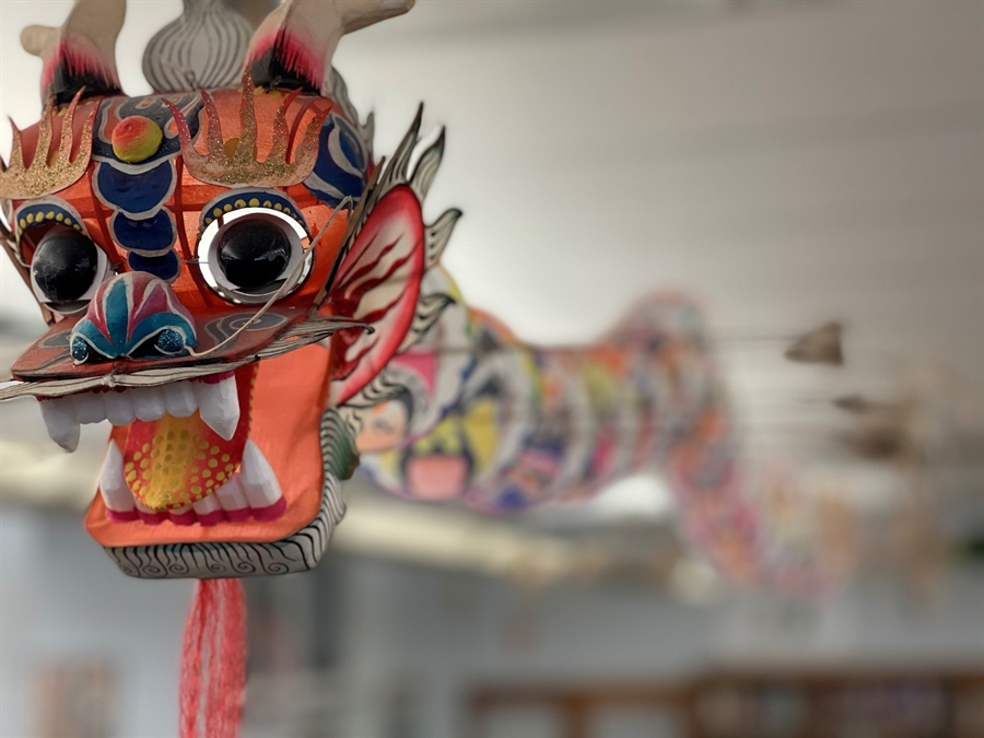 Dragon kite in library Dragon kite in library